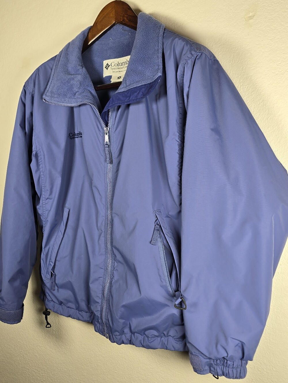 Vintage Columbia Fleece Lined Blue Windbreaker Jacket - Picture 4 of 16